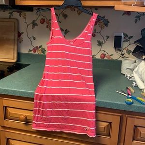 Hollister long tank top pink/white striped